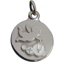 Médaille Ange à la lanterne 14 mm (argent rhodié 925°)  par Martineau