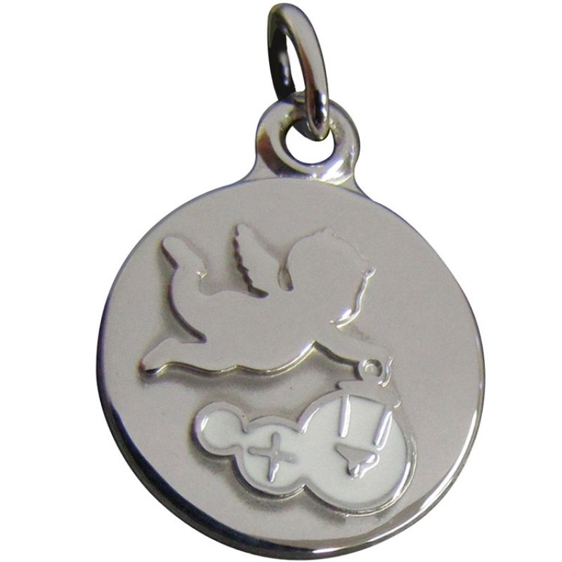 Médaille Ange à la lanterne 14 mm (argent rhodié 925°) Martineau