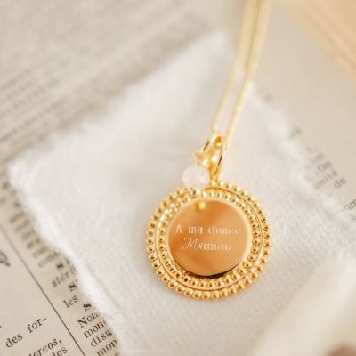 Collier médaille Sun pierre fine personnalisable (or jaune 18 carats)