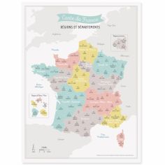 Affiche A3 Carte de France (avec nouveau découpage des régions)
