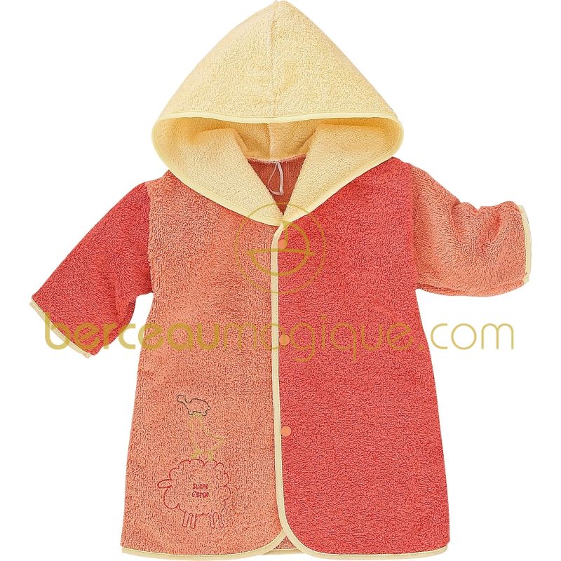 Peignoir bébé personnalisable Corail, rouge & co Sucre d'orge
