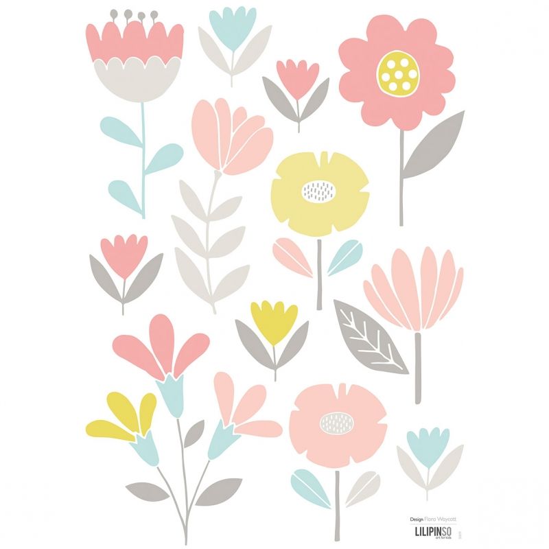 Planche de stickers fleur Sweet Bunnies by Flora Waycott (29,7 x 42 cm) Lilipinso