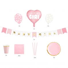 Kit décoration Baby Shower ''It's a girl'' (49 pièces) - Party Deco