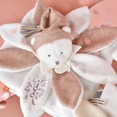 Doudou plat pétales Ours Rose (25 cm)