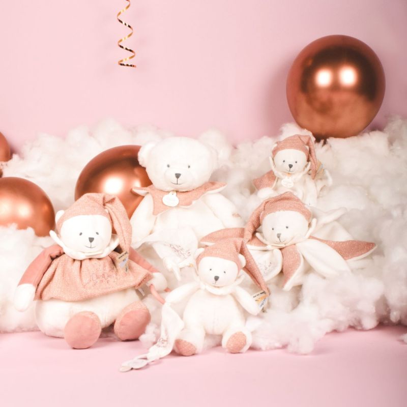 Doudou plat pétales Ours Rose (25 cm) Doudou et Compagnie Ambiance 4