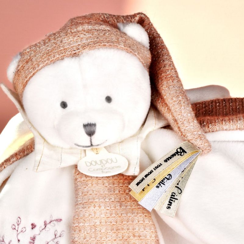 Doudou plat pétales Ours Rose (25 cm) Doudou et Compagnie Ambiance 7