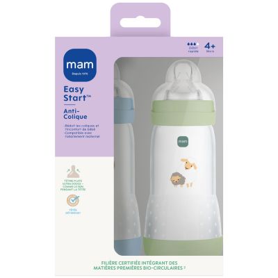 Lot de 2 biberons Easy Start anti-colique Océan+Nature Tétine Débit 3 (320 ml)