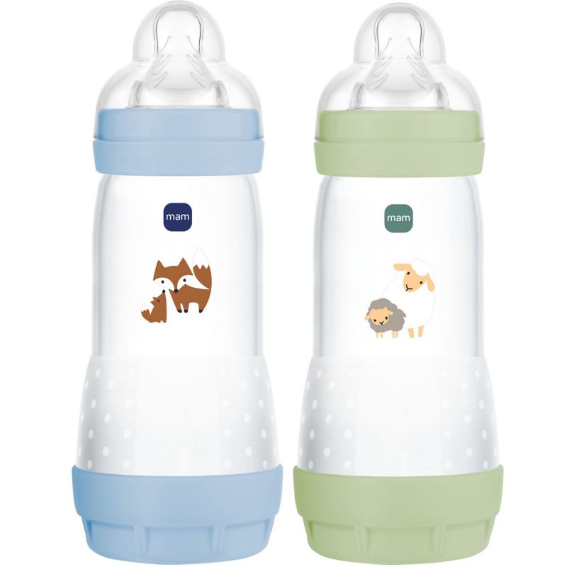 Lot de 2 biberons Easy Start anti-colique Océan+Nature Tétine Débit 3 (320 ml) MAM Produit 1