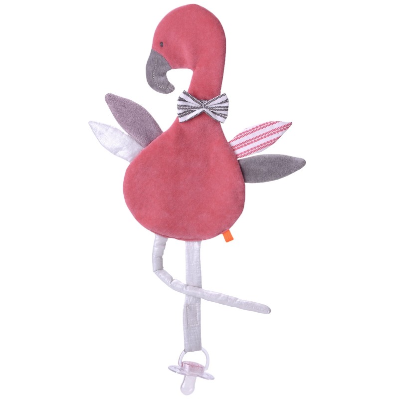 Doudou étiquettes Flamant rose Kikadu