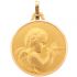 Médaille ronde Ange à la colombe 16 mm (or jaune 750°) - Premiers Bijoux