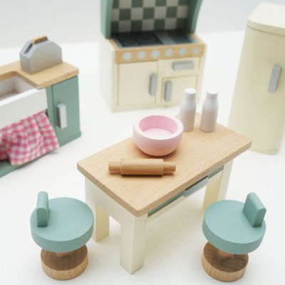 Cuisine pour maison de poupée en bois FSC