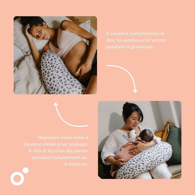 Coussin de maternité Buddy Leopard Cream Doomoo Ambiance 3