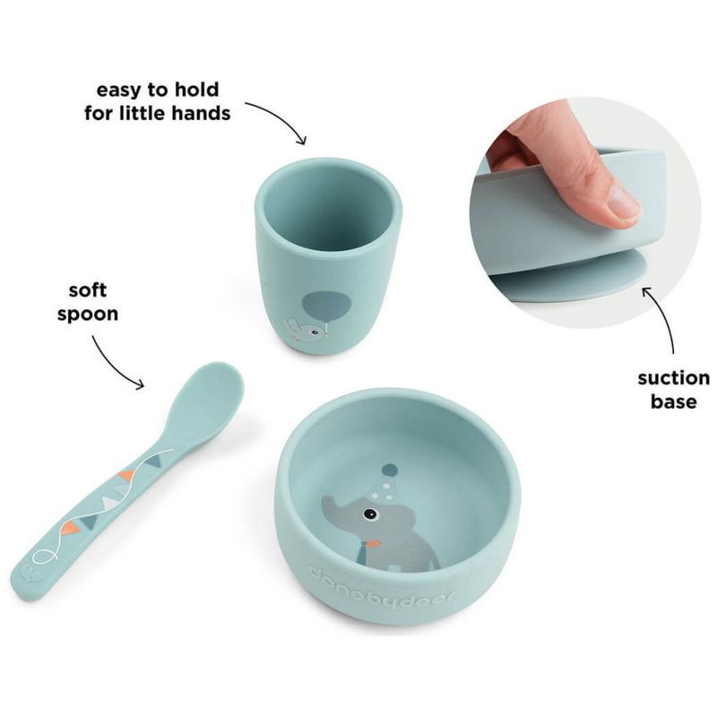Coffret premier repas ventouse Celebration Bleu Done by Deer Produit 4
