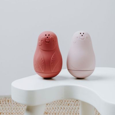 Lot de 2 jouets de bain Pingouin Stone Red-Vieux Rose