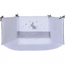 Tour de lit Gris souris gris et blanc (pour lit 60 x 120 et 70 x 140 cm)   par Sucre d'orge
