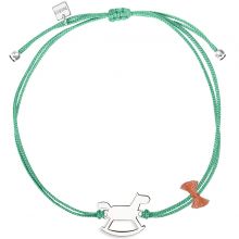 Bracelet cordon vert turquoise Mini Coquine cheval (argent 925°)  par Coquine
