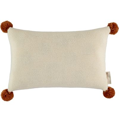 Coussin tricoté à pompons écru So Natural (22 x 35 cm)  par Nobodinoz