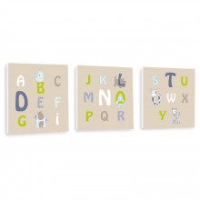 Tableau trio taupe Alphabet (20 x 20 cm)  par Home Corner