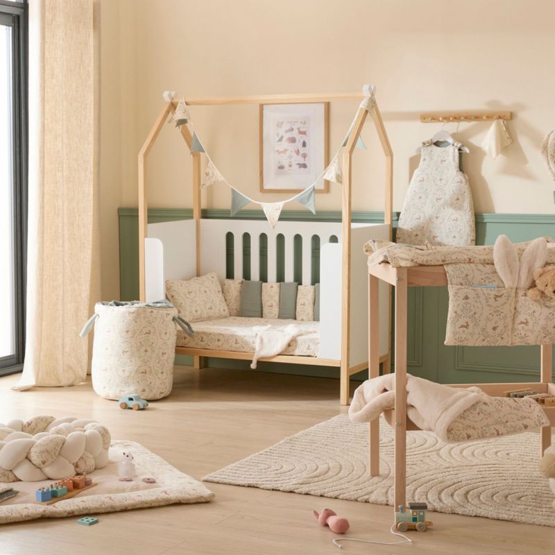 Tour de lit modulable et respirant jardin enchanté et vert de gris (10 éléments) BB & Co Ambiance 4