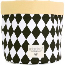 Panier de toilette en tissu Mambo Losange noir (15 x 19 cm)  par Nobodinoz