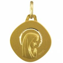 Médaille trapèze Vierge auréolée 16 mm facettée (or jaune 750°)  par Maison Augis