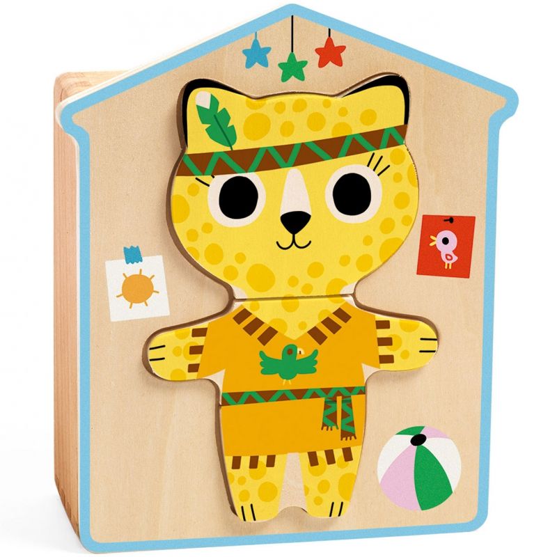 Lot de 6 puzzles en bois Dressup-mix (3 pièces) Djeco