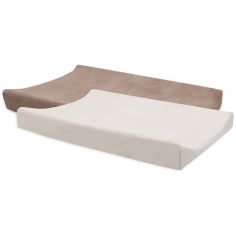 Lot de 2 housses de matelas à langer Milky en éponge Coffee-Ivory (50 x 70 cm) - Jollein
