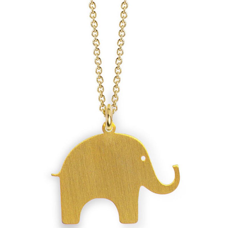 Collier chaîne 40 cm pendentif Nature éléphant 20 mm (vermeil doré) Coquine