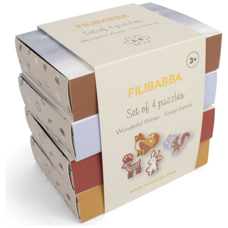 Set de 4 puzzles Wonderful Winter Forest Friends Filibabba Packaging 5