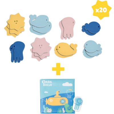 Lot de jouets de bain : livre de bain + stickers (20 pièces) (Badabulle) - Image 1