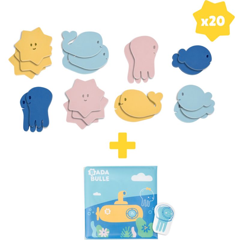 Lot de jouets de bain : livre de bain + stickers (20 pièces) Badabulle Produit 1 grande taille