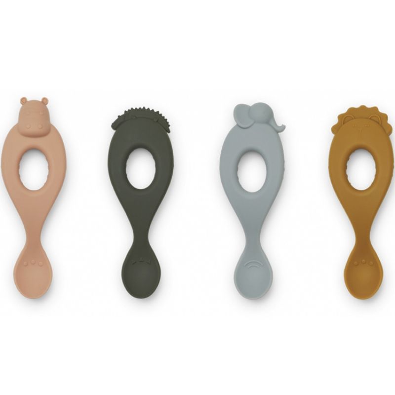 Lot de 4 cuillères en silicone Liva Safari rose multi mix Liewood