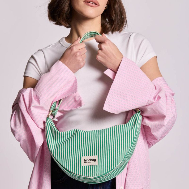 Sac banane Andrea Rayures Fines Vert Hindbag Ambiance 2