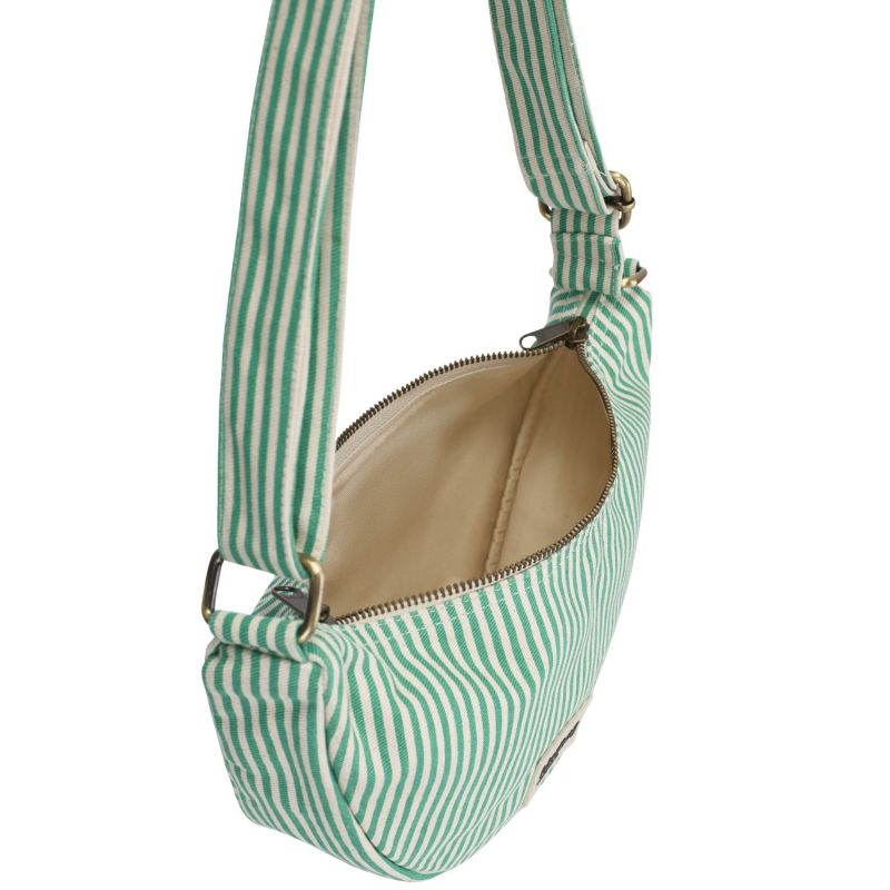 Sac banane Andrea Rayures Fines Vert Hindbag Produit ouvert 4