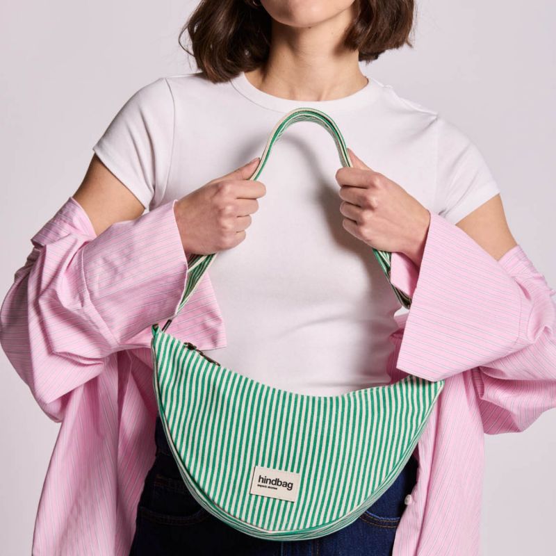 Sac banane Andrea Rayures Fines Vert Hindbag Ambiance 5