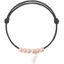 Bracelet enfant Baby little treasures cordon gris anthracite 6 perles roses 3 mm (or blanc 750°)  par Claverin
