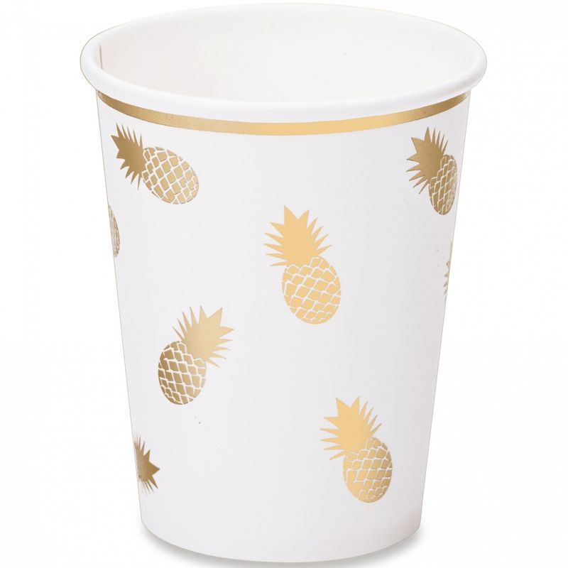 Lot de 8 gobelets en carton Tropi Chic ananas Arty Fêtes Factory