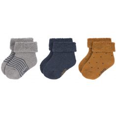 Lot de 3 paires de chaussettes bébé en coton bio bleu (pointure 12-14)