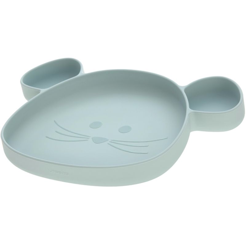 Assiette à compartiments en silicone souris vert d'eau Little Chums Lässig
