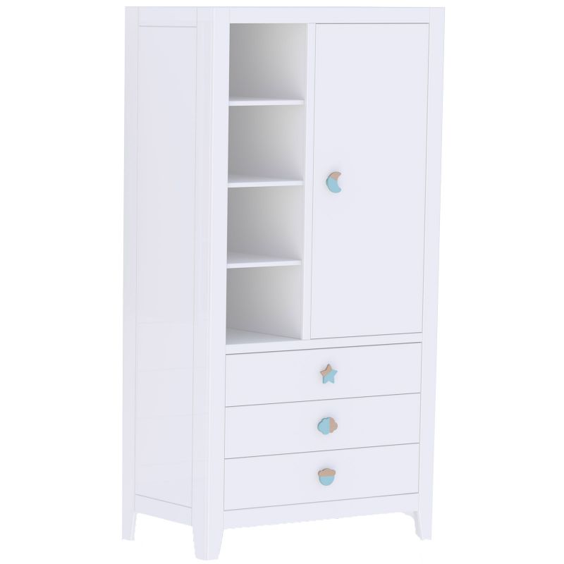 Armoire 1 porte Lili Neige (poignées personnalisables) Théo