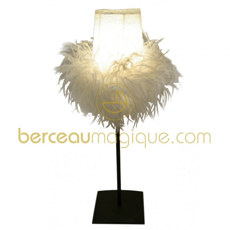 Lampe autruche frisée blanche 