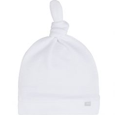 Bonnet noué bébé en coton bio Pure blanc (0-3 mois)