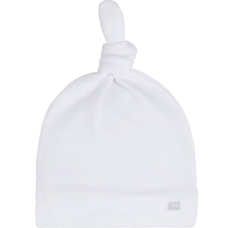 Bonnet noué bébé en coton bio Pure blanc (0-3 mois) Baby's Only