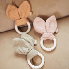 Anneau de dentition en silicone Bunny Ears Olive Green