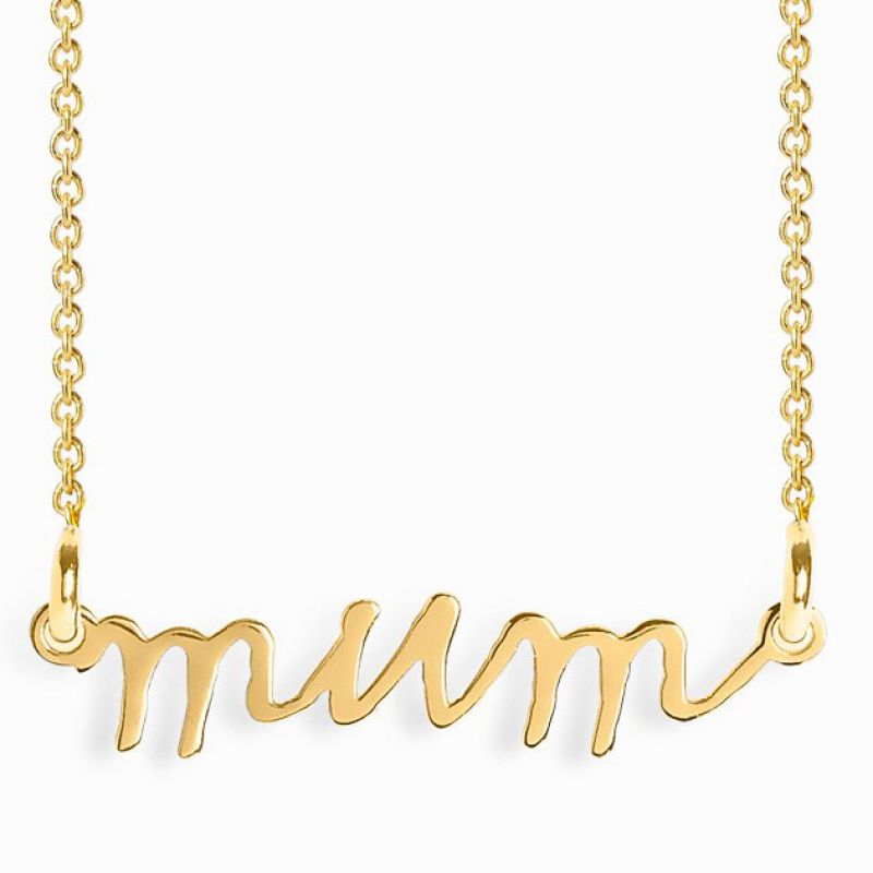 Collier chaîne 40 cm pendentif Mum Handwritten 35 mm (vermeil doré) Coquine