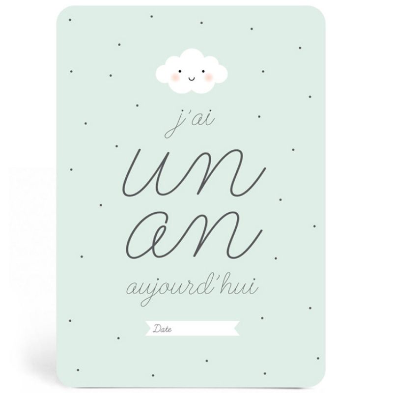 Carte J'ai un an aujourd'hui mint (A6) Zü