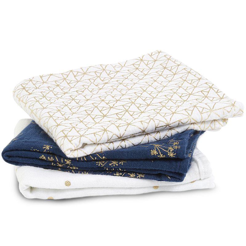 Lot de 3 langes métalliques Gold deco (70 x 70 cm) aden + anais