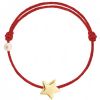 Bracelet cordon Etoile et perle rouge (or jaune 750°) - Claverin