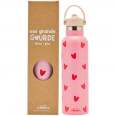 Gourde isotherme Coeurs Rouges (600 ml) - Atelier Wagram