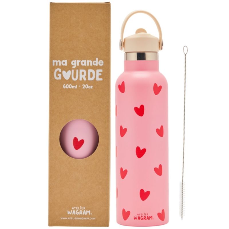 Gourde isotherme Coeurs Rouges (600 ml) Atelier Wagram Produit 2